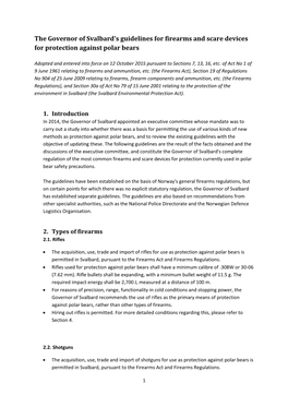 Guidelines for Firearms and Scare Devices for Protection Against Polar Bears