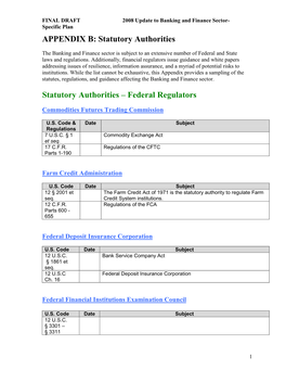 APPENDIX B: Statutory Authorities