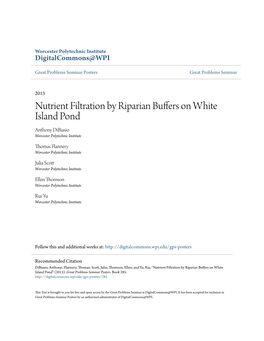 Nutrient Filtration by Riparian Buffers on White Island Pond Anthony Dibiasio Worcester Polytechnic Institute