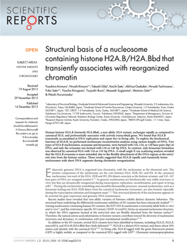 Structural Basis of a Nucleosome Containing Histone H2A.B/H2A.Bbd That Transiently Associates with Reorganized Chromatin