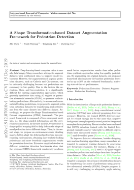 A Shape Transformation-Based Dataset Augmentation Framework for Pedestrian Detection