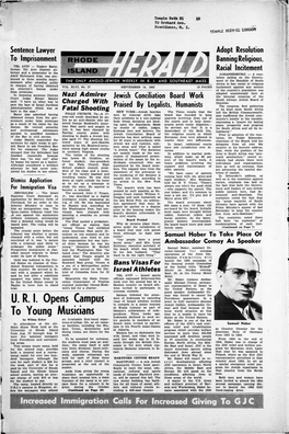 SEPTEMBER 14, 1962 16 PAGES Incitement Against Any Section an Attorney's License Under ------­ of the Country's Population Was False Pretenses