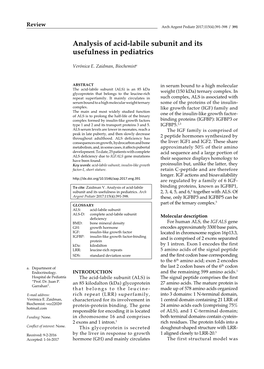Analysis of Acid-Labile Subunit and Its Usefulness in Pediatrics