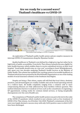 Are We Ready for a Second Wave? Thailand's Healthcare Vs COVID-19