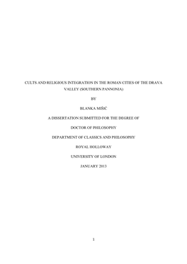 Cults and Religious Integration in the Roman Cities of the Drava Valley (Southern Pannonia)