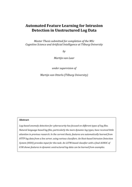 Automated Feature Learning for Intrusion Detection in Unstructured Log Data