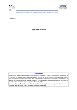 DIDR, Libye : Les Touaregs, Ofpra, 03/05/2021