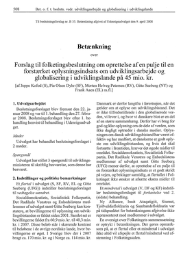 508 Bet. O. F. T. Beslutn. Vedr. Udviklingsarbejde Og Globalisering I Udviklingslande