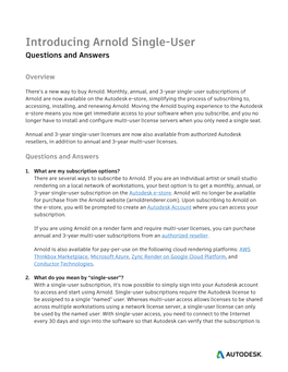 Introducing Arnold Single-User Questions and Answers