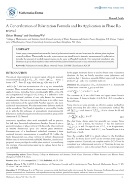 A Generalization of Polarization Formula and Its Application In