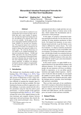 Hierarchical Attention Prototypical Networks for Few-Shot Text Classiﬁcation