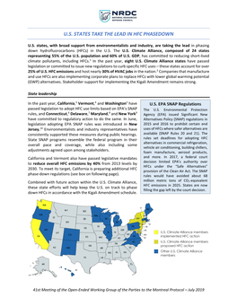 U.S. States Take the Lead in Hfc Phasedown