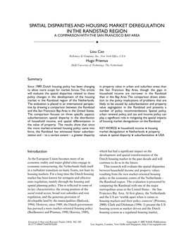 Spatial Disparities and Housing Market Deregulation in the Randstad Region a Comparison with the San Francisco Bay Area ★