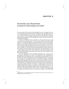 Chapter 5 ! Network and Transport Layers in Nocs