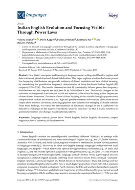 Indian English Evolution and Focusing Visible Through Power Laws