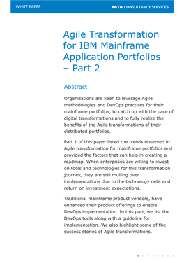 Agile Transformation for IBM Mainframe Application Portfolios – Part 2