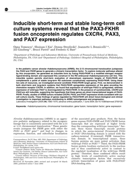 Inducible Short-Term and Stable Long-Term Cell Culture Systems Reveal That the PAX3-FKHR Fusion Oncoprotein Regulates CXCR4, PAX3, and PAX7 Expression