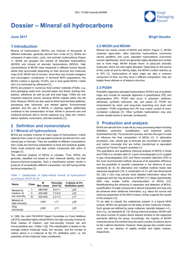 Dossier – Mineral Oil Hydrocarbons