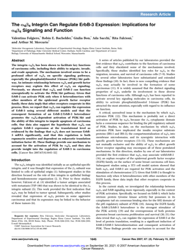 The A6B4 Integrin Can Regulate Erbb-3 Expression: Implications for A6B4 Signaling and Function Valentina Folgiero,1 Robin E