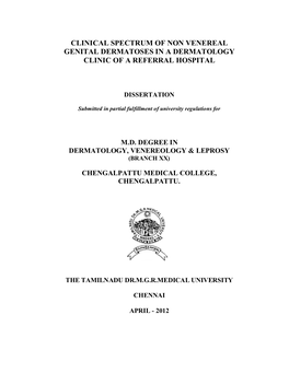 Clinical Spectrum of Non Venereal Genital Dermatoses in a Dermatology Clinic of a Referral Hospital