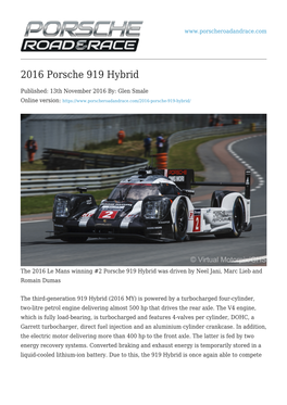 2016 Porsche 919 Hybrid