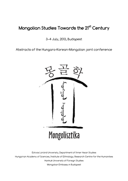 Mongolian Studies Towards the 21 Century