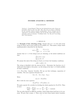 FOURIER ANALYSIS & METHODS 1. 2019.01.31 1.1. Example of The