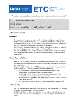 ETC Sitrep Template