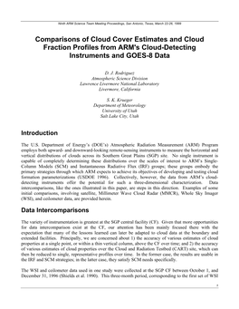 Comparisons of Cloud Cover Estimates and Cloud Fraction Profiles from ARM's Cloud-Detecting Instruments and GOES-8 Data