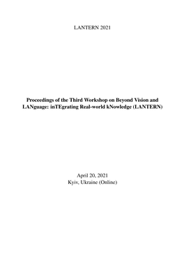 LANTERN 2021 Proceedings of the Third Workshop on Beyond Vision