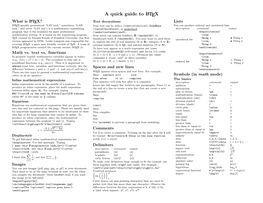 A Quick Guide to LATEX