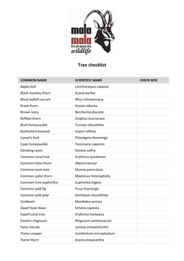 Tree Species List