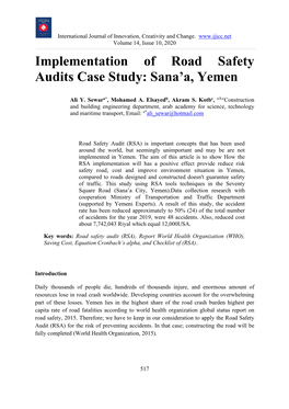 Implementation of Road Safety Audits Case Study: Sana'a, Yemen