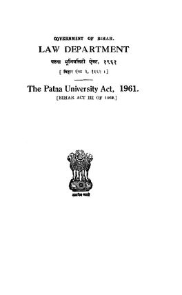 LAW DEPARTMENT the Patna University Act, 1961