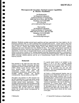 Microspacecraft Secondary Payload Launch