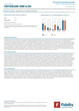 Switzerland Fund A-Chf 31 August 2021