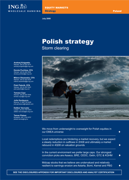 Polish Strategy Research Offices: Legal Entity/Address/Primary Securities Regulator Almaty Representative Office, ING Bank N.V