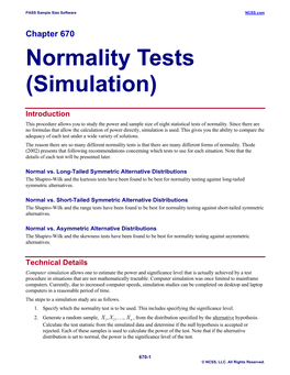 Normality Tests (Simulation)