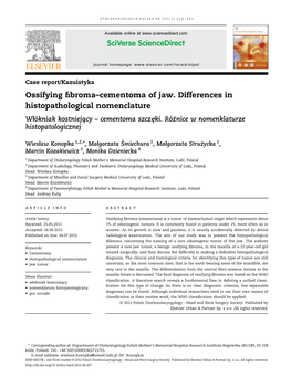 Ossifying Fibroma–Cementoma of Jaw. Differences in Histopathological