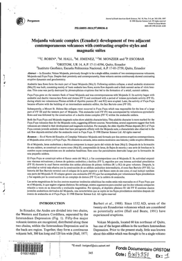 Mojanda Volcanic Complex (Ecuador): Development of Two Adjacent Contemporaneous Volcanoes with Contrasting Eruptive Styles and Magmatic Suites