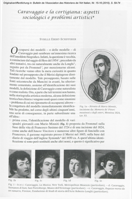 Caravaggio E Ca Cortigiana: Asj>Etti Sociocogici Eprobcemi Artistici*