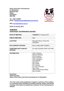 Agenda Strategic Governance Board