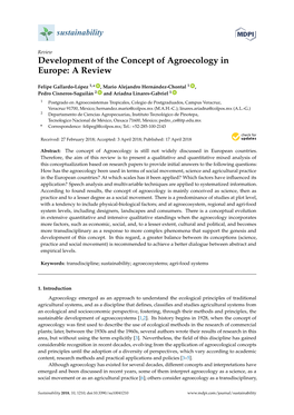 Development of the Concept of Agroecology in Europe: a Review