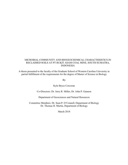 Microbial Community and Biogeochemical Characteristics in Reclaimed Soils at Pt Bukit Asam Coal Mine, South Sumatra, Indonesia