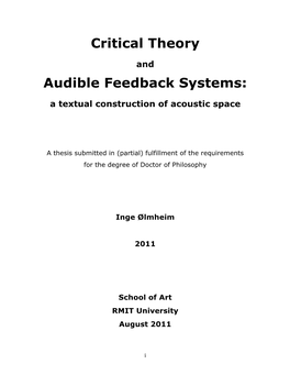 Critical Theory Audible Feedback Systems