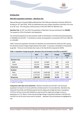 Briefing Note Mid-2017 Population Estimates