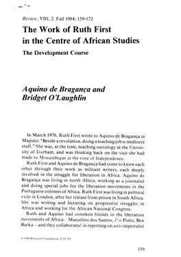 The Work of Ruth First in the Centre of African Studies