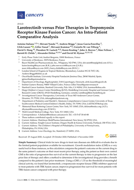 Larotrectinib Versus Prior Therapies in Tropomyosin Receptor Kinase Fusion Cancer: an Intra-Patient Comparative Analysis