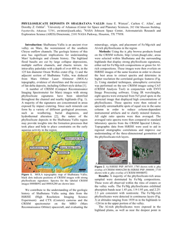 PHYLLOSILICATE DEPOSITS in SHALBATANA VALLIS Anne E