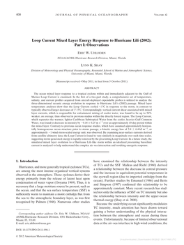 Loop Current Mixed Layer Energy Response to Hurricane Lili (2002)